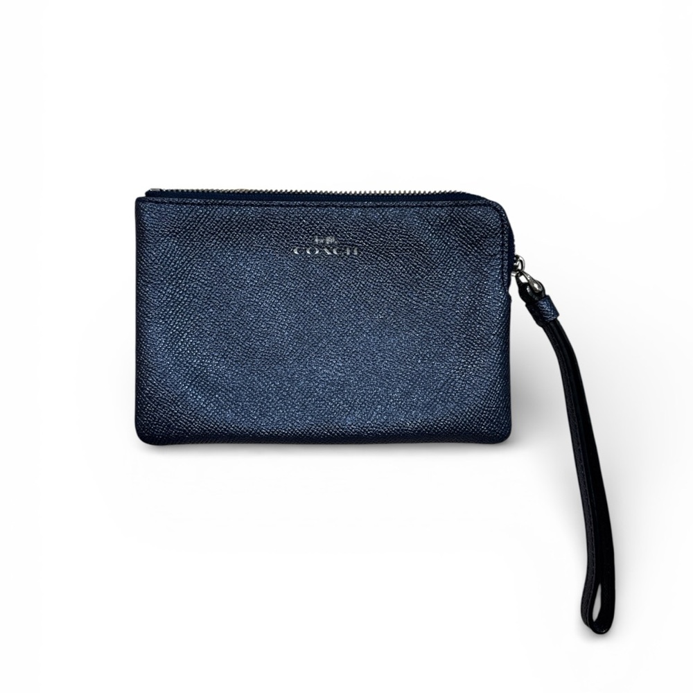 Coach Navy Textured Wristlet